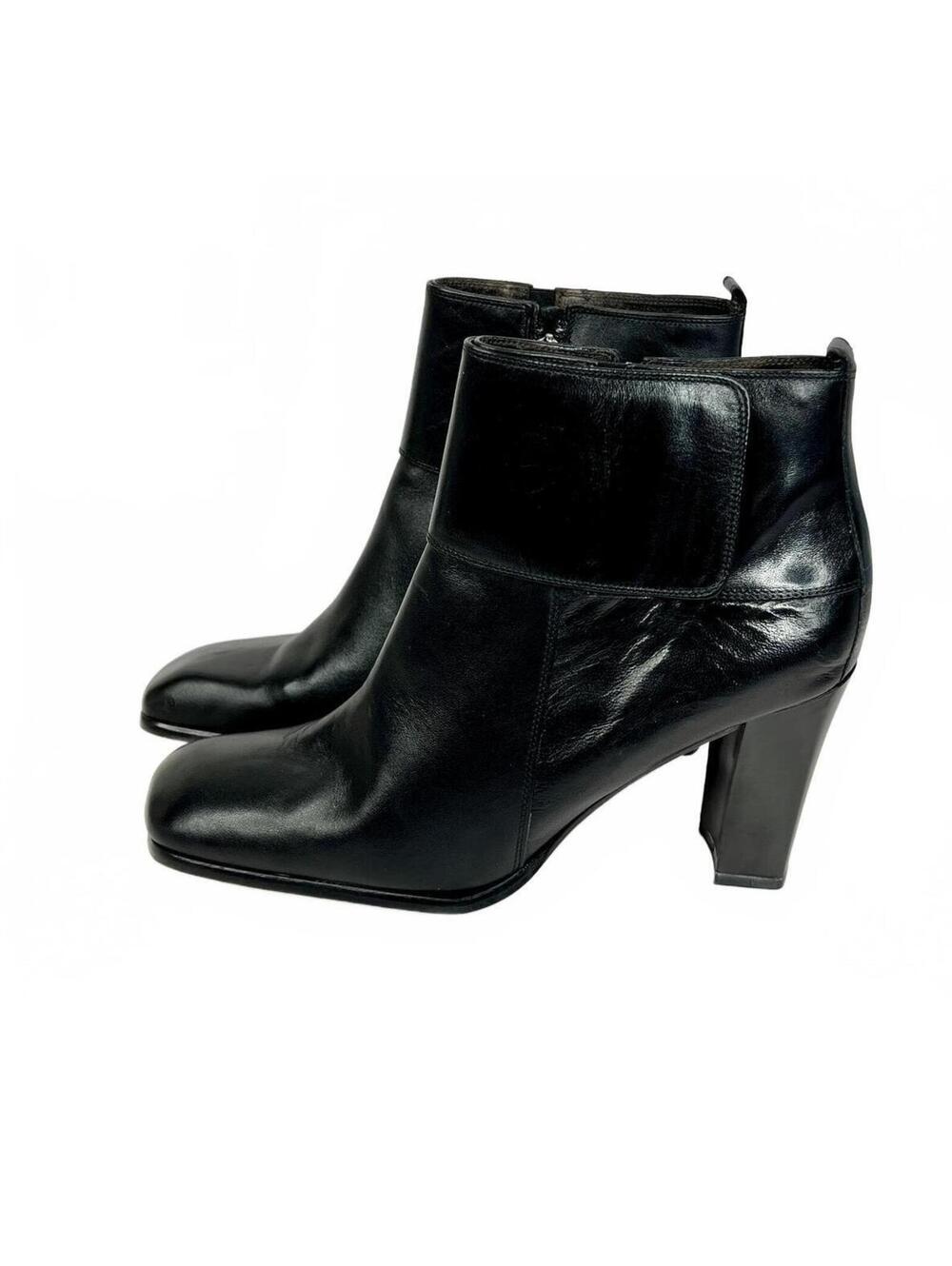 NOBLE Size 9 (EU 40) Black Leather Ankle Boot 3.5" Block Heel Side Zipper NIB